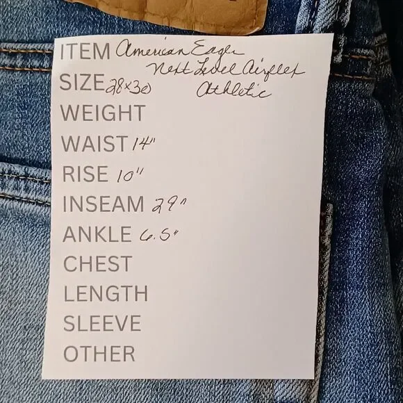 American Eagle Jeans Men's 28X30 Blue ATHLETIC Next Level Airflex Stretch Denim - Picture 11 of 11